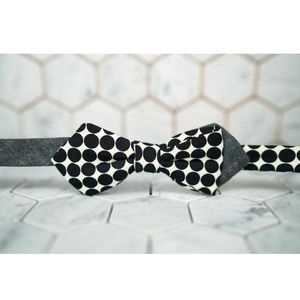 Dear Martian Mens Black and White Polka Dot Bowtie